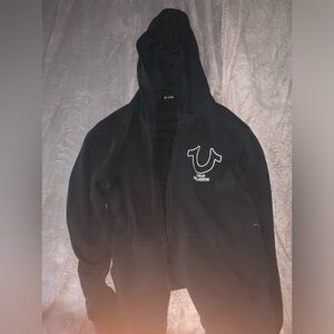 Black true religion zip up hoodie